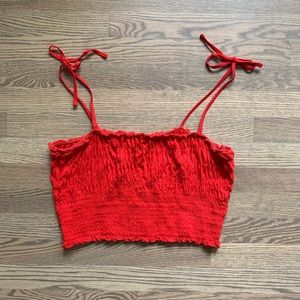 H&M scrunched crop top in red